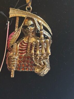 Grim Reaper Gold tone pendent
